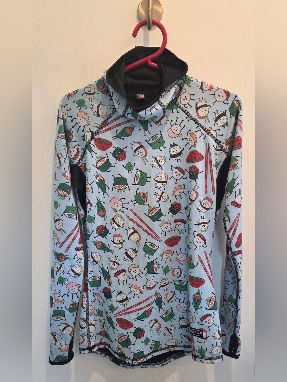 BlackStrap Cloudchaser Hooded Baselayer Top with Sushi Cartoon Print